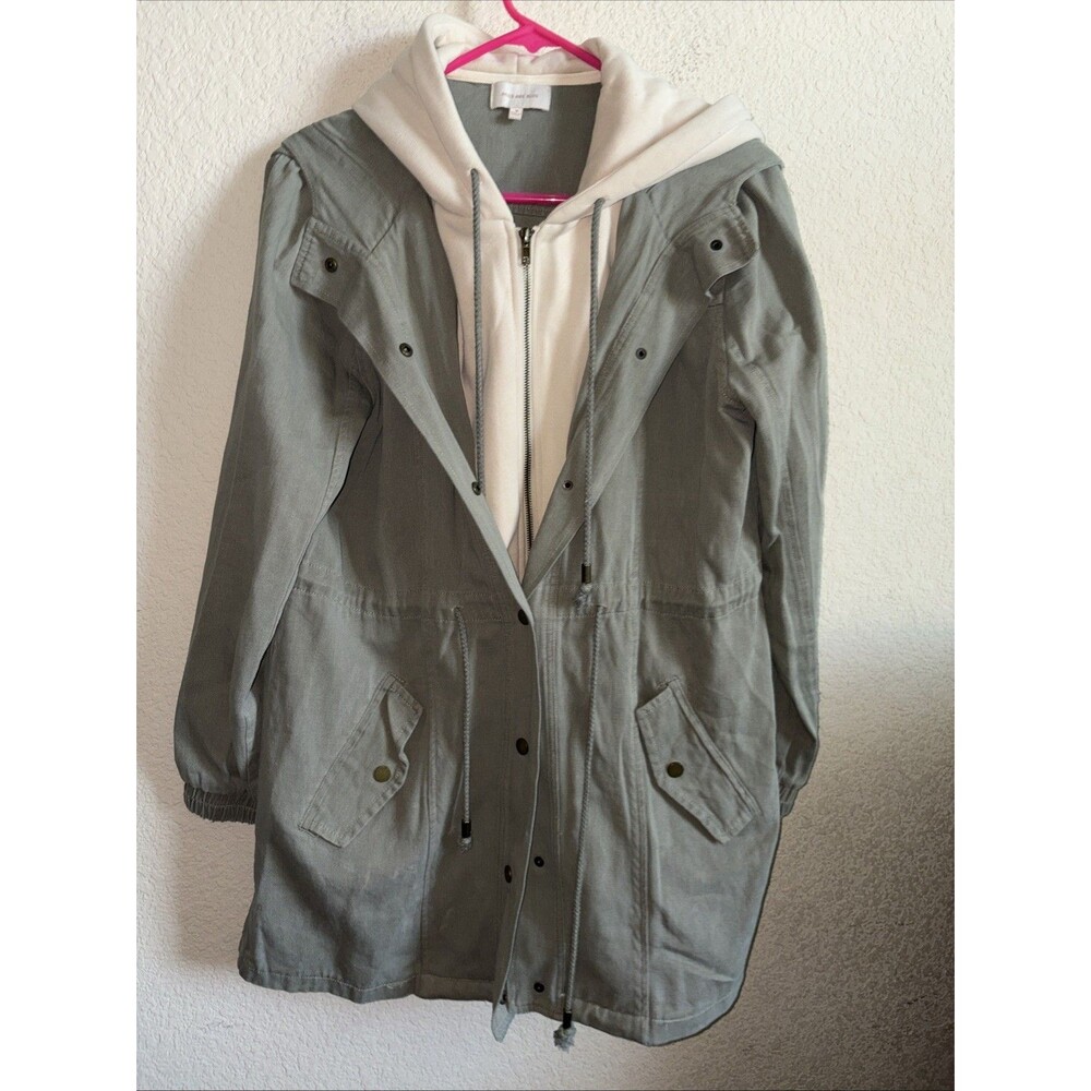 Skies Are Blue Olive Green Trench Sweater Jacket Canvas M Utility Grunge Biker